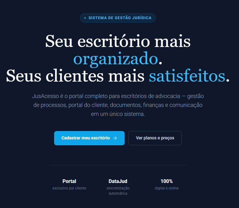 Captura de tela do sistema JusAcesso